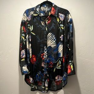 Free People Floral Long Sleeve Shirt Women’s Size XS Oversized